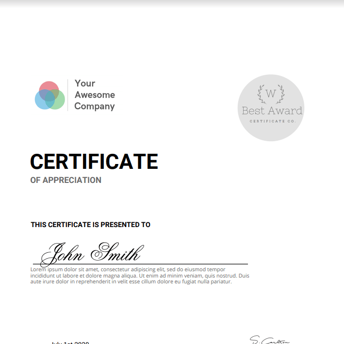 Certificate